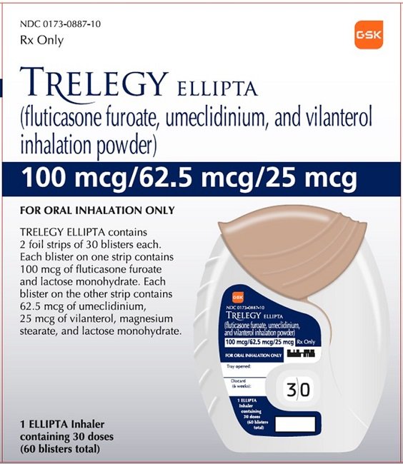 Trelegy Ellipta 100mcg-62.5mcg-25mcg 30 dose carton