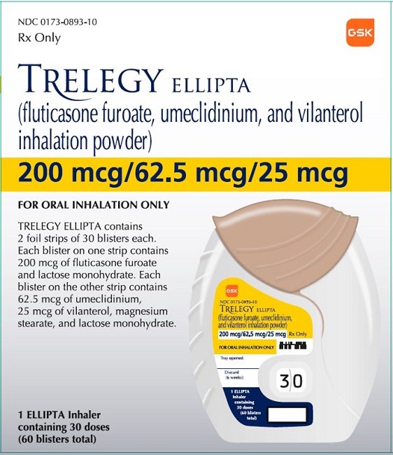 Trelegy Ellipta 200mcg-62.5mcg-25mcg 30 dose carton