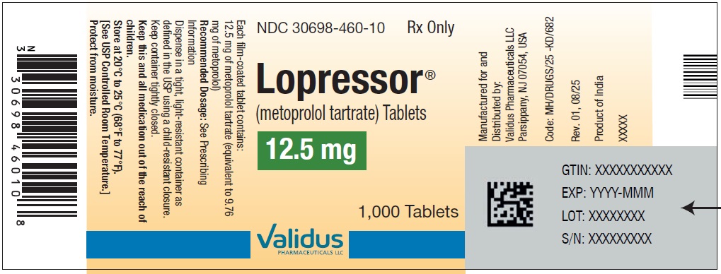 Metoprolol Tartrate Tablets, USP 12.5 mg 1000s Bottle Label