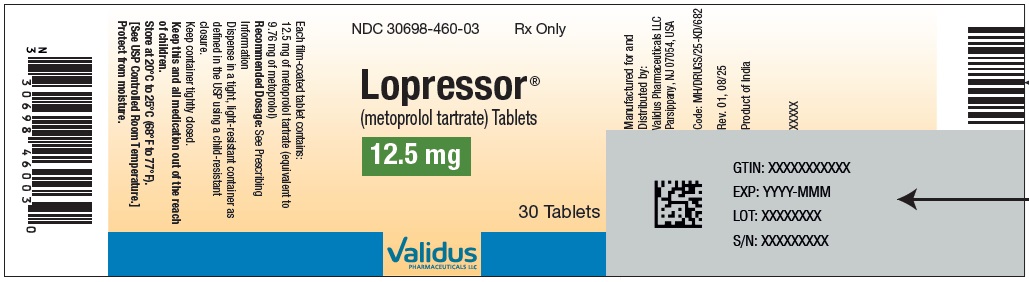 Metoprolol Tartrate Tablets, USP 12.5 mg 30s Bottle Label