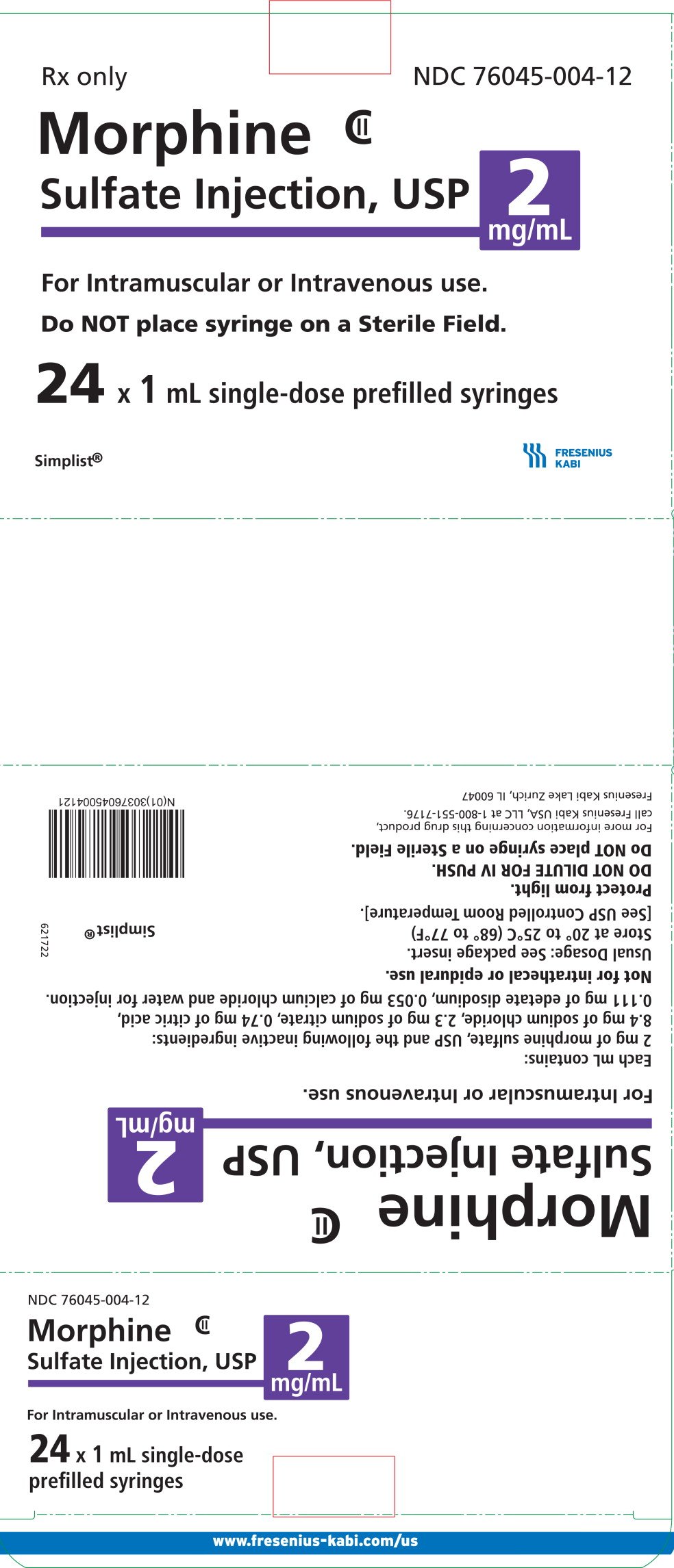PACKAGE LABEL - PRINCIPAL DISPLAY – Morphine 1 mL Carton Panel 
