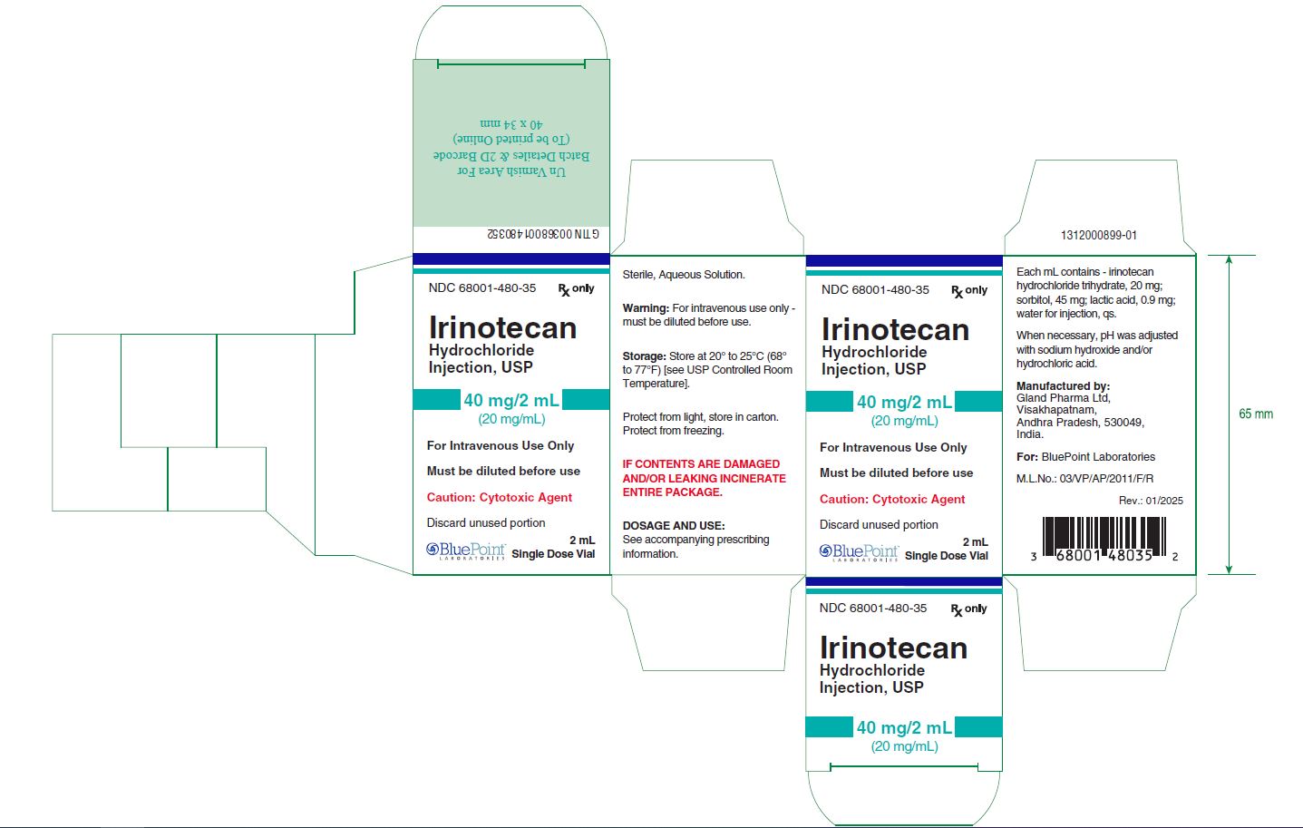 Carton Irinotecan HCL Injection USP 40 mg/2ml 