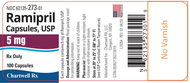 PRINCIPAL DISPLAY PANEL
NDC 62135-273-01
Ramipril
Capsules, USP
5 mg
Rx Only
100 Capsules
