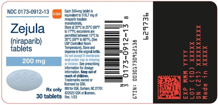 Zejula 300 mg tablet 30 count label