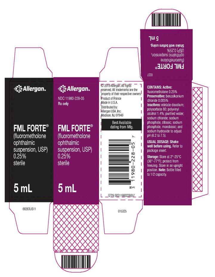PRINCIPAL DISPLAY PANEL
NDC 11980-228-05
Rx only
FML FORTE®
(fluorometholone 
ophthalmic 
suspension, USP) 
0.25%
Sterile
5 mL
