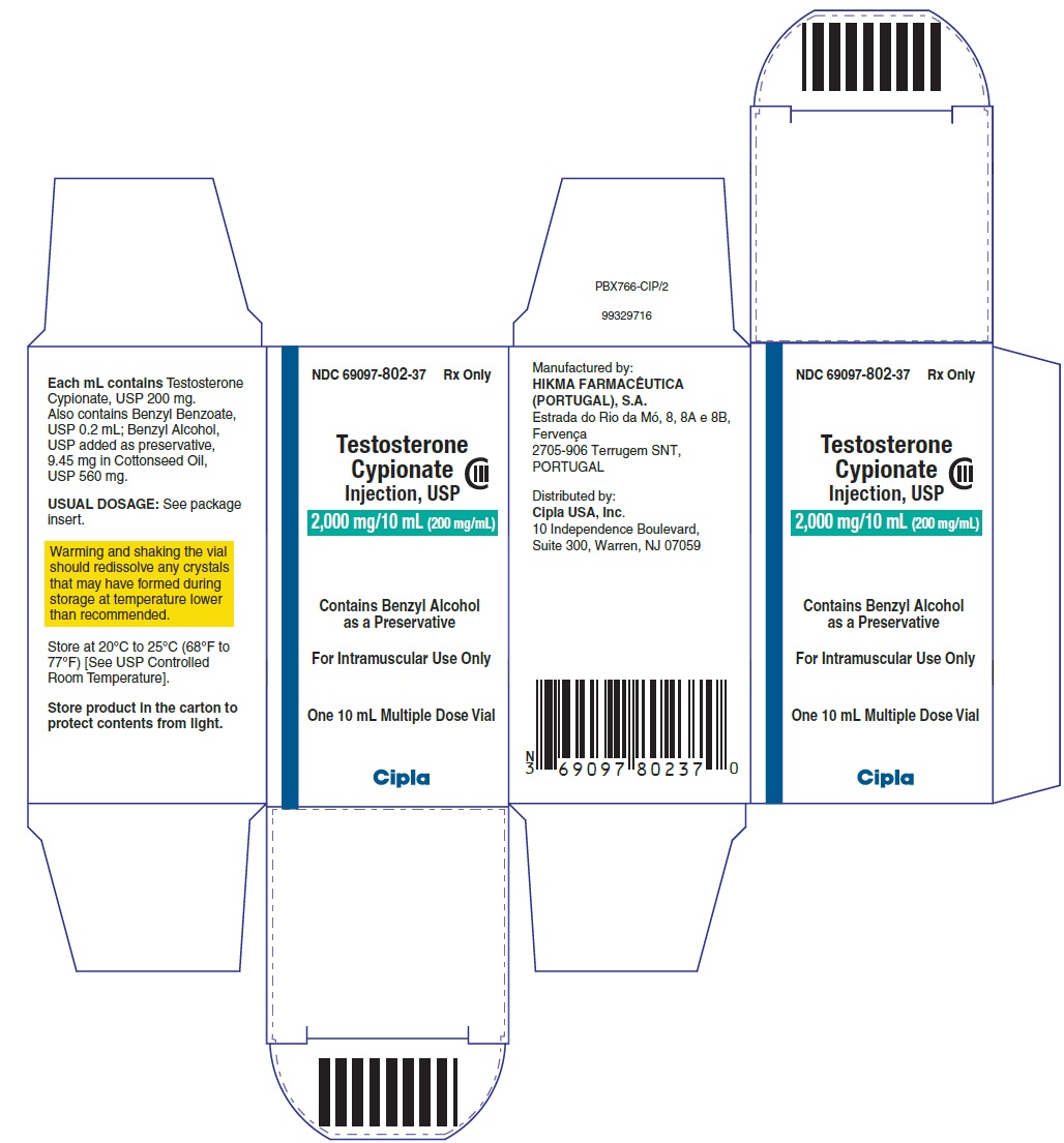 Testosterone Cypionate Injection USP 2000mg - carton