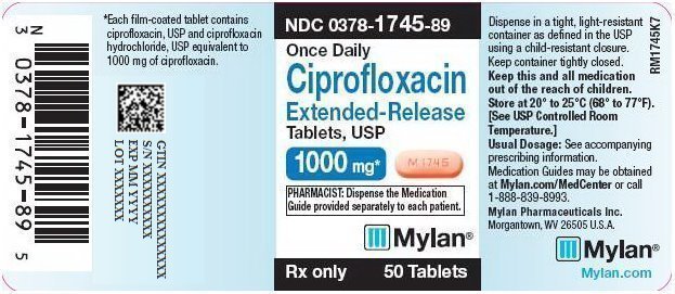 Ciprofloxacin Extended-Release Tablets 1000 mg Bottle Label