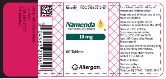 PRINCIPAL DISPLAY PANEL
Rx Only NDC 0456-3210-60
Namenda
memantine HCl tablets
10 mg
60 Tablets 
