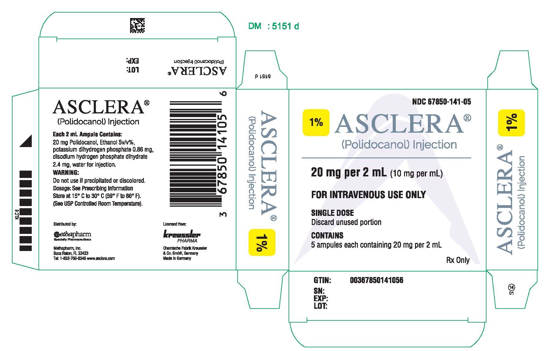 PRINCIPAL DISPLAY PANEL - 20 mg Ampule Carton