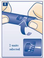 Turn the dose selector to select 2 units.