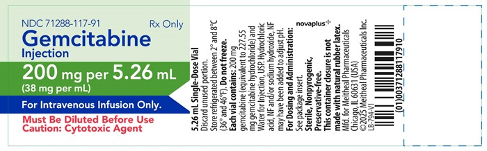 Principal Display Panel – Gemcitabine Injection 200 mg Vial Label