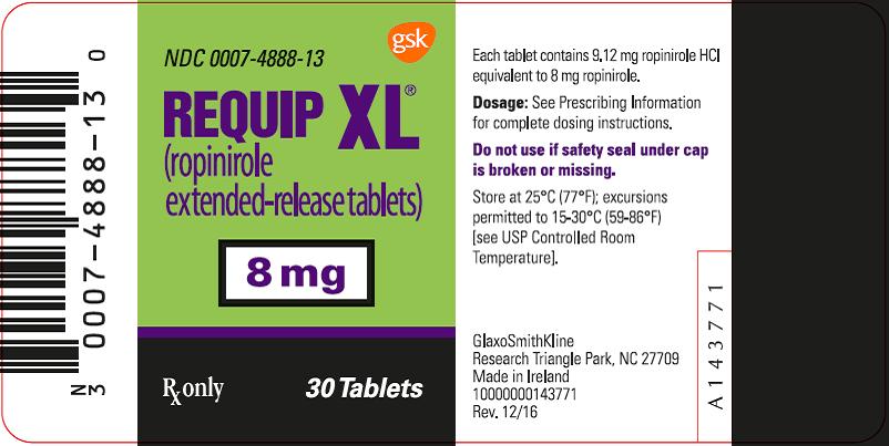 Requip XL 8 mg 30 count label