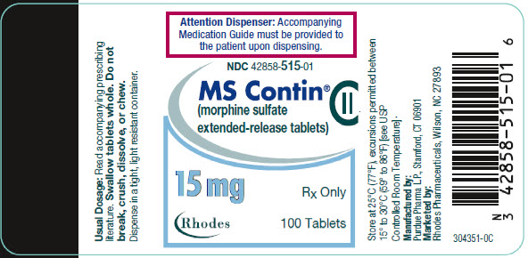 PRINCIPAL DISPLAY PANEL - 15 mg Tablet Bottle Label