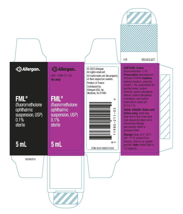 PRINCIPAL DISPLAY PANEL
NDC 11980-211-05
Rx Only
FML®
(fluorometholone 
ophthalmic 
suspension, USP) 
0.1%
sterile
5 mL
