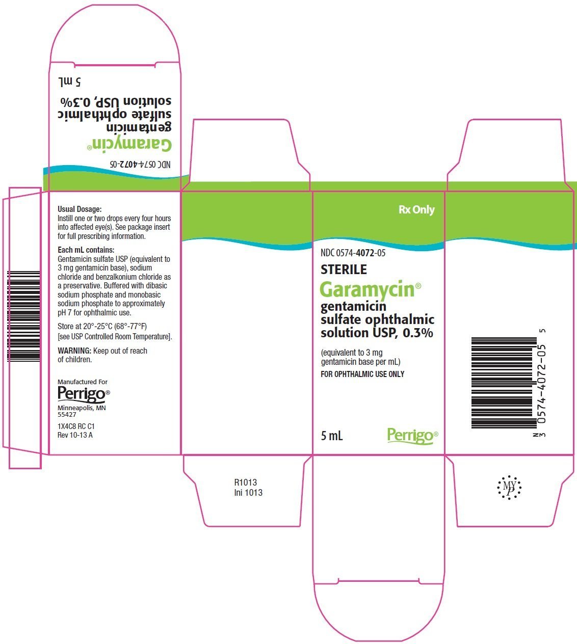 Garamycin(R) gentamycin sulfate ophthalmic solution USP, 0.3% Carton