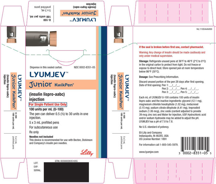 PACKAGE LABEL – LYUMJEV U100 Junior KwikPen 5 Count Carton
