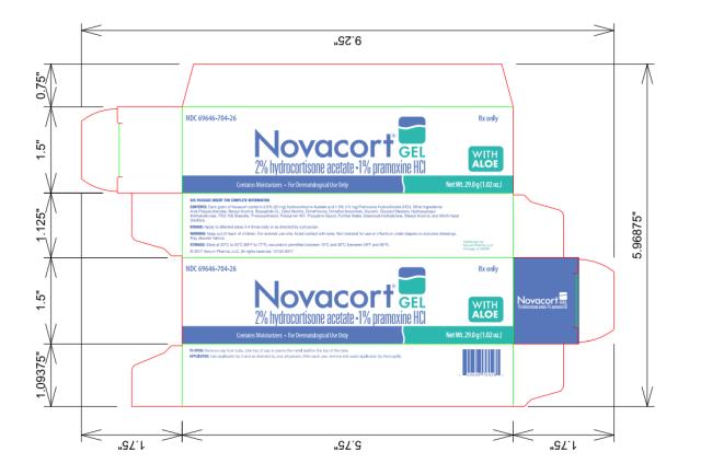 NDC 69646-704-26
Novacort Gel
2% hydrocortisone acetate-
1% pramoxine HCl
Rx Only
Net Wt. 29.0 g (1.02 oz.)
