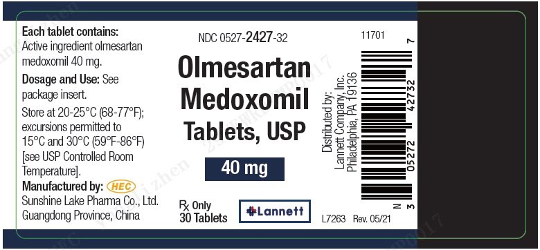 Olmesartan medoxomil Tablets - Package Label - 40 mg 30 ct Bottle Label