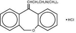 The structural formula of doxepin hydrochloride.