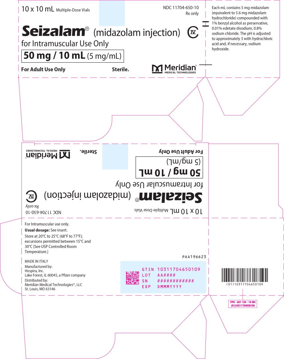 Principal Display Panel - Seizalam 5mg/mL Carton Label
