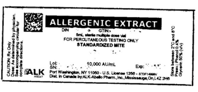 ALLERGENIC EXTRACT
FOR PERCUTANEOUS TESTING ONLY
STANDARDIZED MITE
10,000 AU/mL
