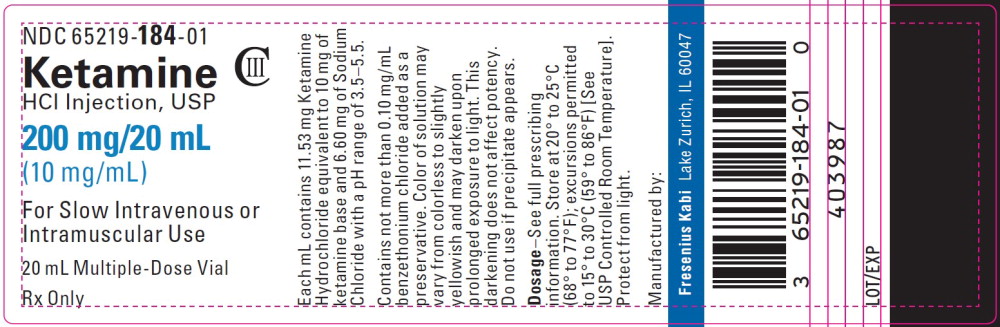 PACKAGE LABEL - PRINCIPAL DISPLAY – Ketamine HCl Injection, USP 20 mL Vial Label
