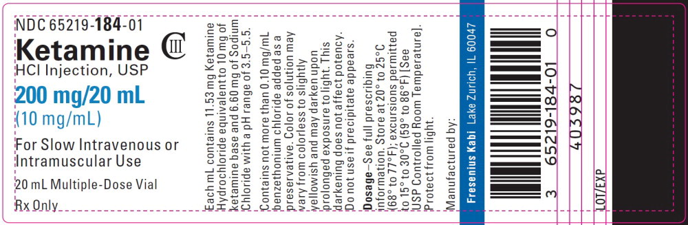 PACKAGE LABEL - PRINCIPAL DISPLAY – Ketamine HCl Injection, USP 20 mL Vial Label
