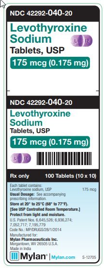 Levothyroxine Sodium 175 mcg (0.175 mg) Tablets Unit Carton Label