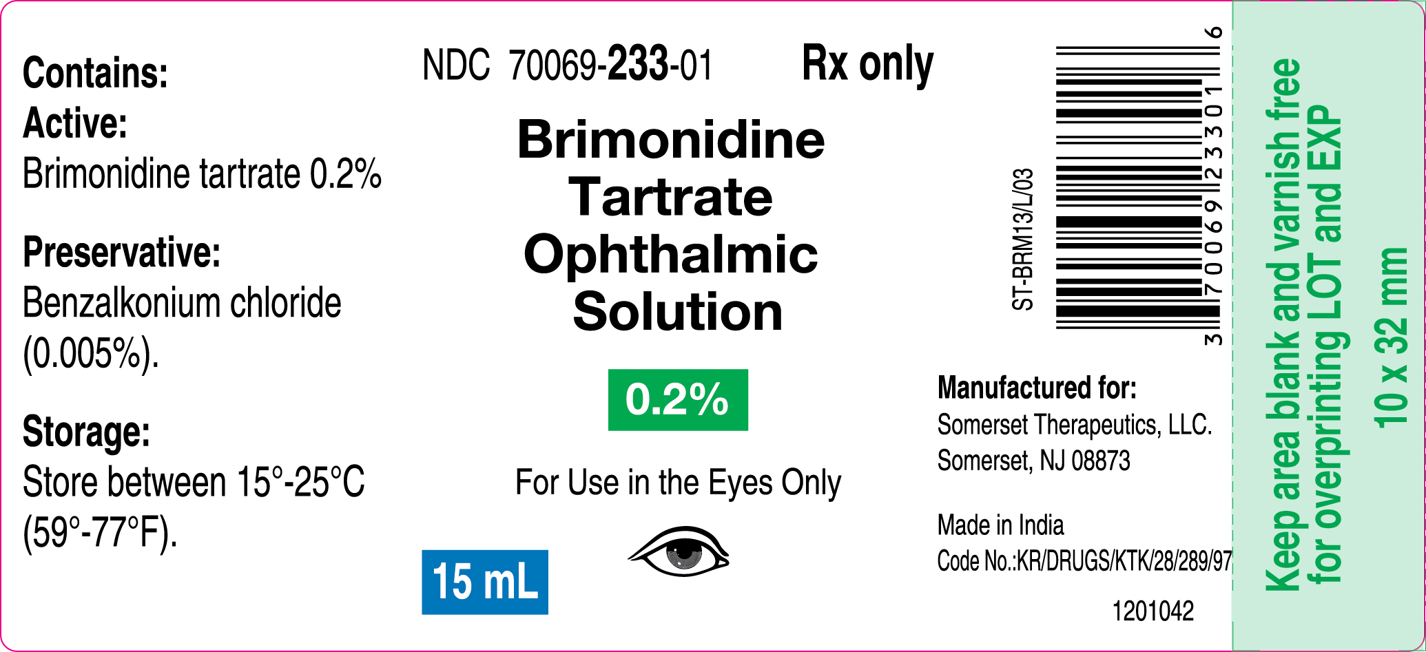 15 mL Container label