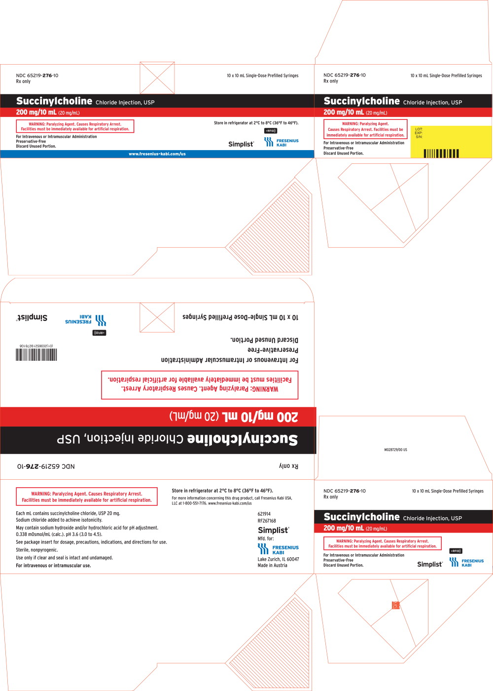 PACKAGE LABEL - PRINCIPAL DISPLAY – Succinylcholine 10 mL RFID Shipper Label
