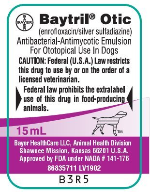 Baytril Otic (enrofloxacin/silver sulfadiazine) label