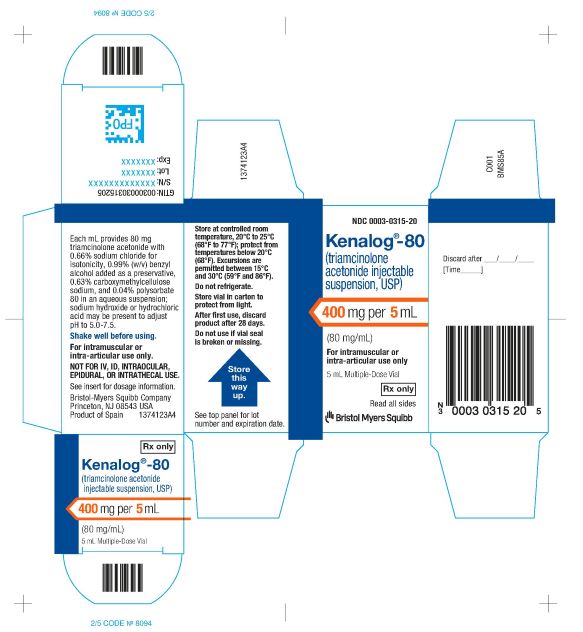 Image Kenalog-80  5 mL Carton Label