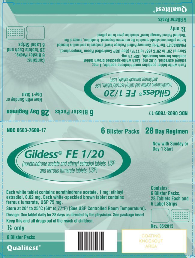 This is an image of the carton for Gildess® FE 1/20.