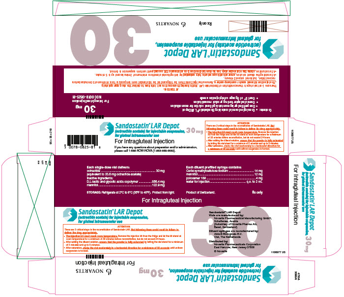 PRINCIPAL DISPLAY PANEL
							NDC 0078-0825-81
							Sandostatin® LAR Depot
							(octreotide acetate) for injectable suspension, for gluteal intramuscular use
							30 mg
							For Intragluteal Injection
							Rx only
							NOVARTIS