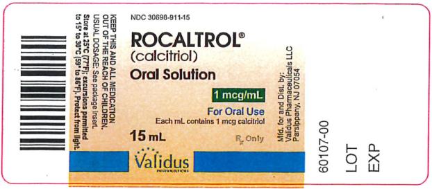PRINCIPAL DISPLAY PANEL
NDC 30698-911-15
ROCALTROL®
(calcitriol)
Oral Solution
1 mcg/mL
For Oral Use
Each mL contains 1 mcg calcitriol
15 mL
Rx Only
