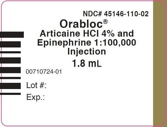Principal Display Panel – Orabloc® (Articaine Hydrochloride 4% and Epinephrine 1:100,000) Injection Cartridge Label