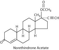 This is an image of the structural formula for norethindrone acetate.