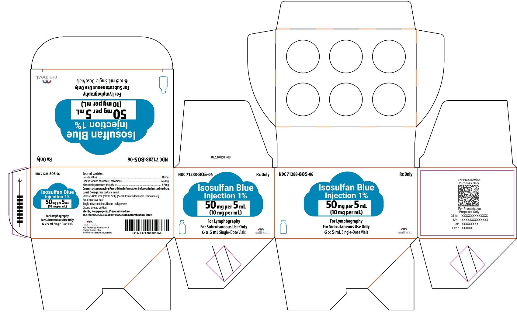 Principal Display Panel – Isosulfan Blue Injection 1% 5 mL Carton
