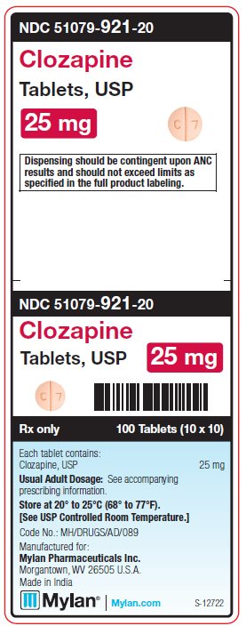 Clozapine 25 mg Tablets Unit Carton Label