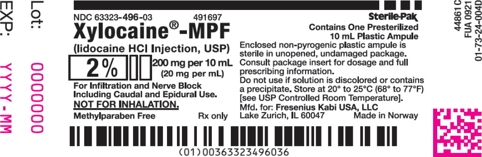 PACKAGE LABEL – PRINCIPAL DISPLAY – Xylocaine - MPF 10 mL Ampule Lidding Label
