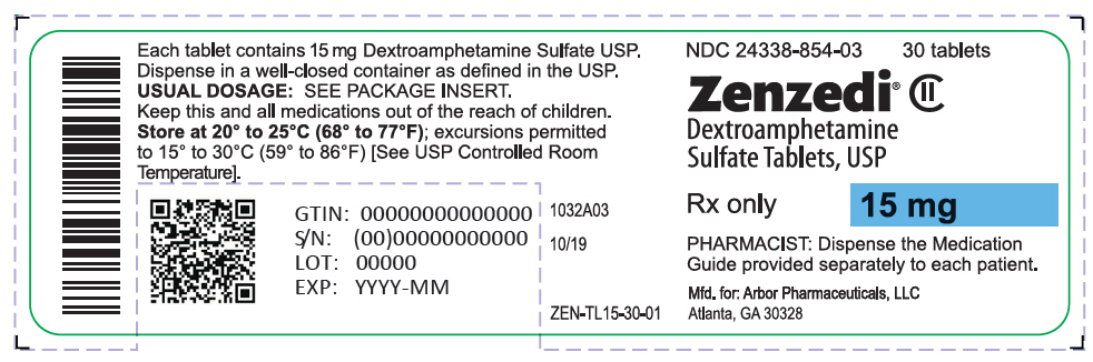 PRINCIPAL DISPLAY PANEL - 15 mg Tablet Bottle Label - 24338-854-03