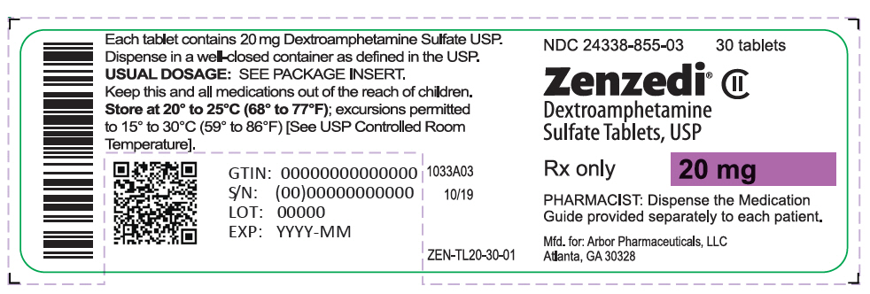 PRINCIPAL DISPLAY PANEL - 20 mg Tablet Bottle Label - 24338-855-03