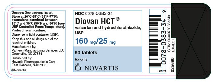 PRINCIPAL DISPLAY PANEL
								NDC 0078-0383-34
								Diovan HCT®
								valsartan and hydrochlorothiazide, USP
								160 mg/25 mg
								90 tablets
								Rx only
								NOVARTIS
							