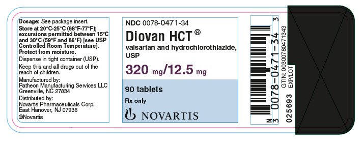 PRINCIPAL DISPLAY PANEL
								NDC 0078-0471-34
								Diovan HCT®
								valsartan and hydrochlorothiazide, USP
								320 mg/12.5 mg
								90 tablets
								Rx only
								NOVARTIS
							