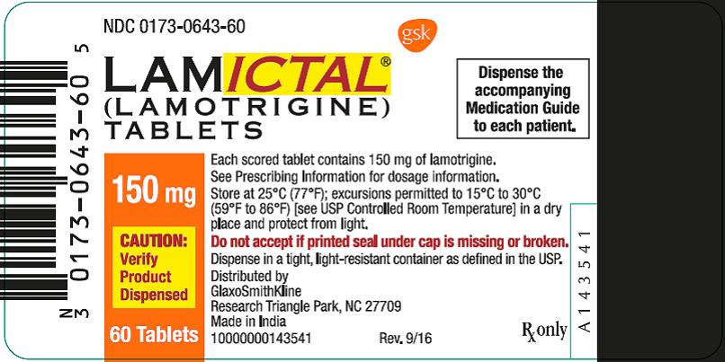 Lamctal 150 mg 60 count label