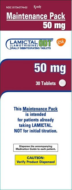 Lamictal ODT 50 mg 30 count maintenance pack carton