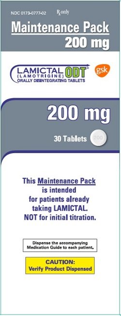 Lamictal ODT 200 mg 30 count maintenance pack carton