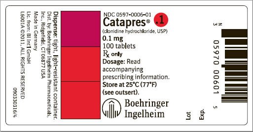 Catapres 0.1 mg 100 tablets NDC-0597-0006-01