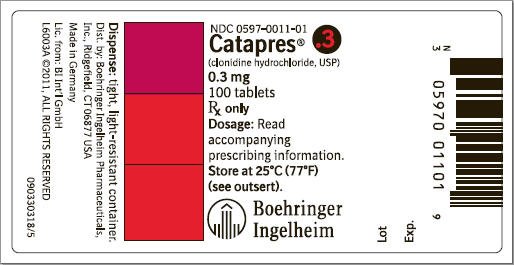 Catapres 0.3 mg 100 tablets NDC-0597-0011-01