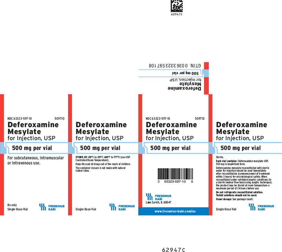 PACKAGE LABEL - PRINCIPAL DISPLAY - Deferoxamine Mesylate 500 mg per vial Carton Panel 